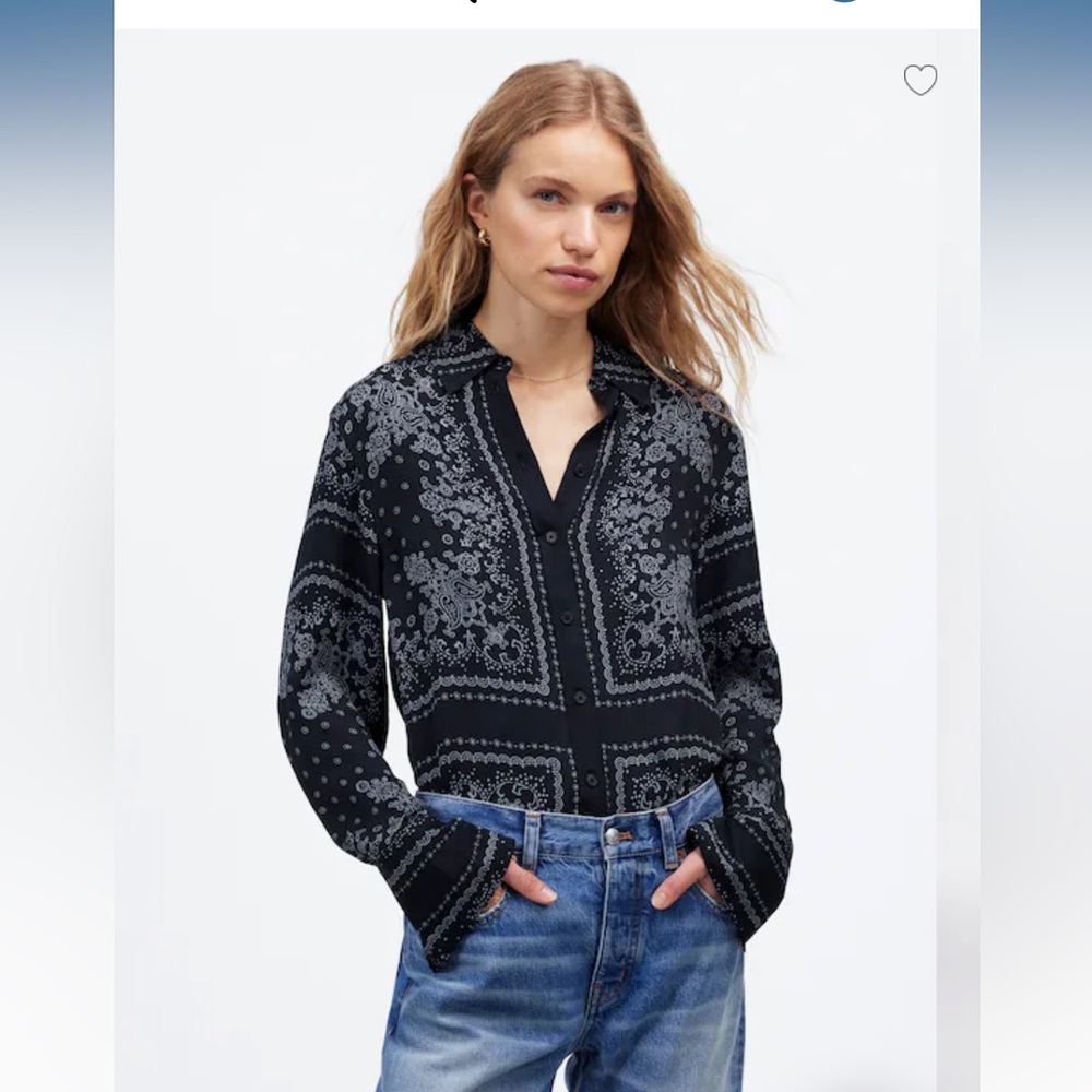 NWOT madewell relaxed button up shirt navy bandana print L